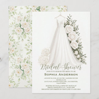 Convites Elegant Bridal Shower with Wedding Dress 