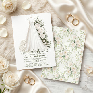 Convites Elegant Bridal Shower with Wedding Dress 