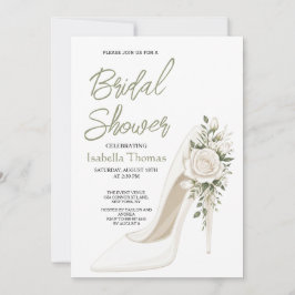 Convites Elegant Bridal Shower with White Floral High Heel