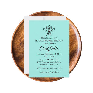Convites Elegant Bride & Co. Chá de Noiva Azul-petróleo