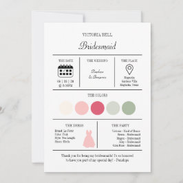 Convites Elegant Bright Pink Bridesmaid Information Card