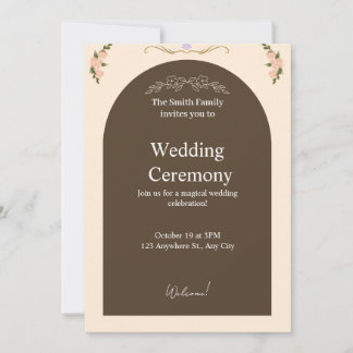 Convites Elegant Brown Arch Floral Wedding Invitation | Min