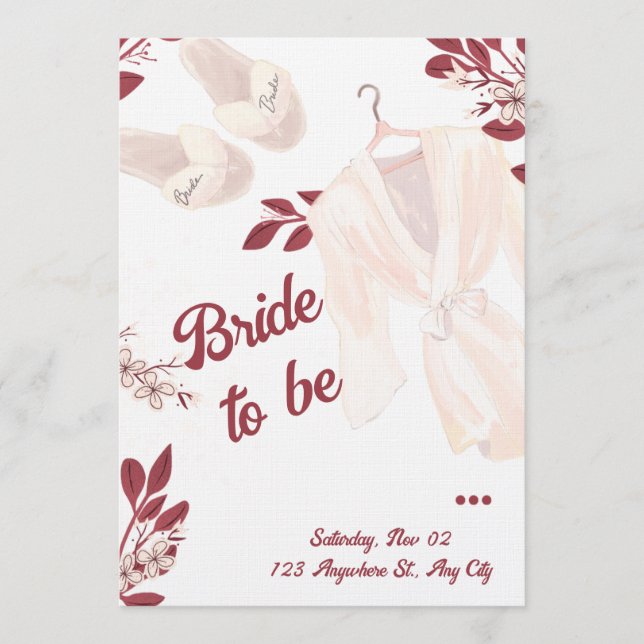 Convites Elegant Burgundy Bridal Shower Invite (Frente)