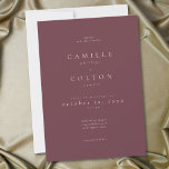 Convites Elegant Burgundy Wine Minimalist Wedding<br><div class="desc">Celebrate your love with this minimalist burgundy wine wedding invitation design. Featuring an elegant simple design,  it's perfect for an autumn ceremony. This earthy,  modern shade offers a warm and sophisticated feel for your seasonal wedding. Created by Simply Farmhouse Press.</div>