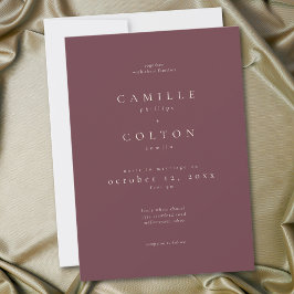 Convites Elegant Burgundy Wine Minimalist Wedding