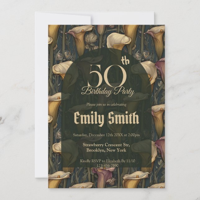 Convites Elegant Call Lilies Accent 80Th Birthday (Frente)