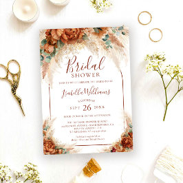 Convites Elegant Calligraphy Floral Boho Bridal Shower