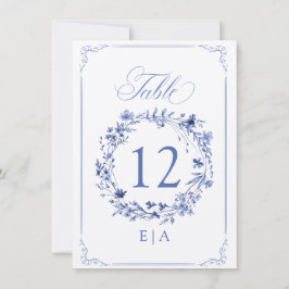 Convites Elegant Calligraphy Floral Wreath Table Number
