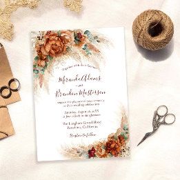 Convites Elegant Calligraphy Romantic Floral Boho Wedding