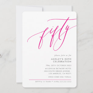 Convites ELEGANT Calliografia, 50ª festa rosa-rosa