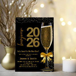 Convites Elegant Champagne New Year's Eve Party Invitation