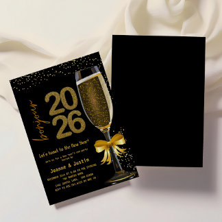 Convites Elegant Champagne New Year's Eve Party Invitation