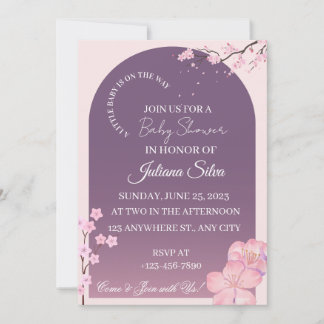Convites Elegant Cherry Blossom Purple Arch Baby Shower