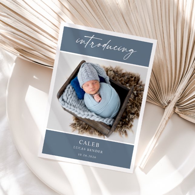 Convites Elegant Chic Classic Photo Baby Announcement Card (Criador carregado)