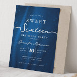 Convites Elegant Chic Glitter Sweet 16 Birthday Navy Blue<br><div class="desc">Celebrate in Style with Chic Glitter fabric Sweet 16 Invitation. Make your Sweet 16 party unforgettable with the Chic Glitter fabric invitation. Customize with your party details for a chic and elegant touch.</div>