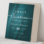 Convites Elegant Chic Glitter Sweet 16 Birthday Turquoise<br><div class="desc">Celebrate in Style with Chic Glitter fabric Sweet 16 Invitation. Make your Sweet 16 party unforgettable with the Chic Glitter fabric invitation. Customize with your party details for a chic and elegant touch.</div>
