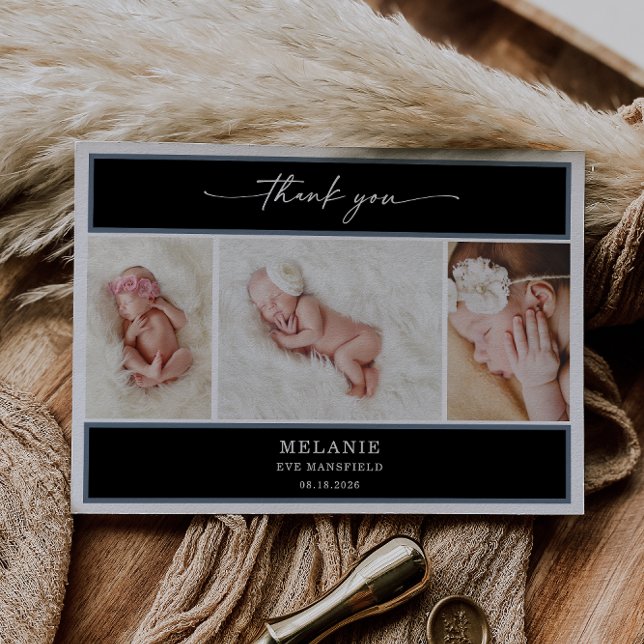 Convites Elegant Chic Minimal Baby Photo Thank You Card (Criador carregado)