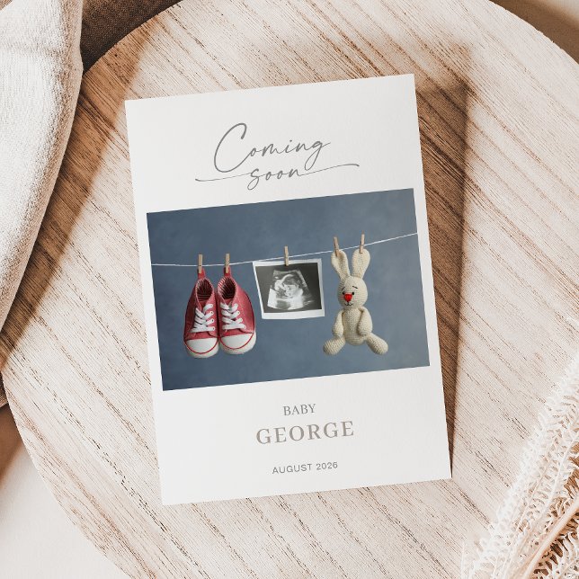 Convites Elegant Chic Minimal Pregnancy Announcement Card (Criador carregado)