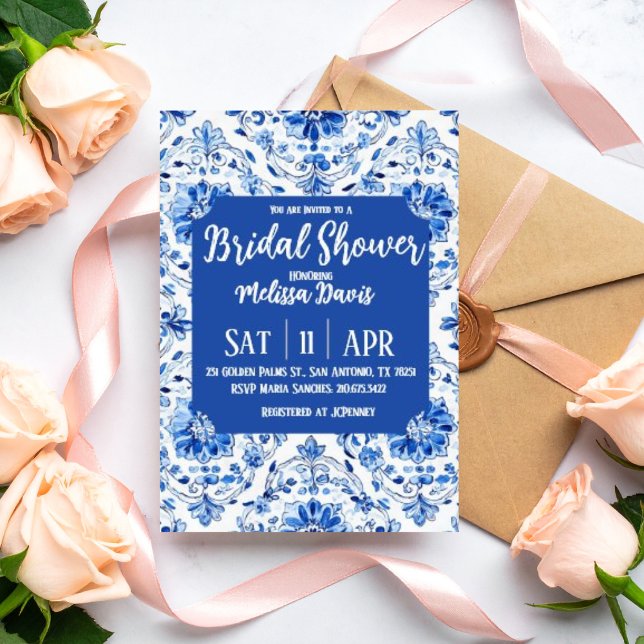 Convites Elegant Chinoiserie Bridal Shower Invitation (Personalize this elegant Chinoiserie bridal shower invitation. )