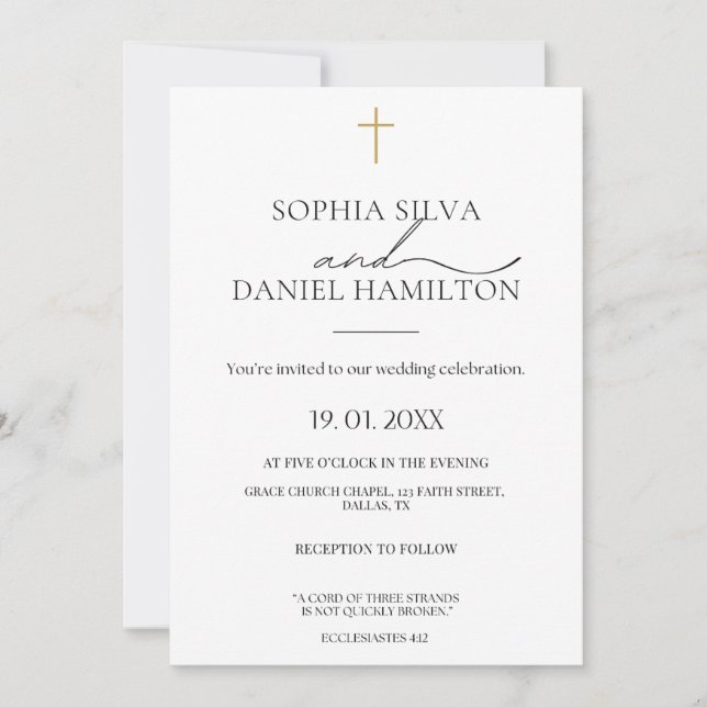 Convites Elegant Christian Wedding Invitation  (Frente)