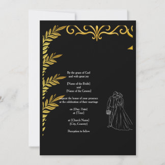 Convites Elegant Christian Wedding Invitation | Gold Floral