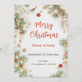 Convites Elegant Christmas Dinner Invitation