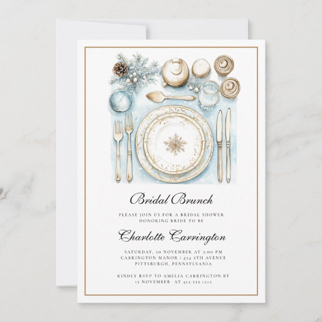 Convites Elegant Christmas Holiday Bridal Brunch Invitation (Frente)