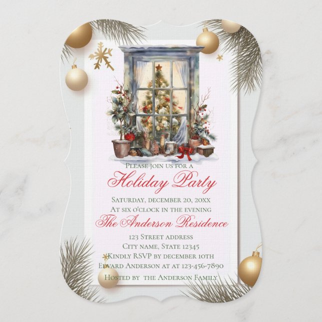 Convites Elegant Christmas Holiday Invitation (Frente)