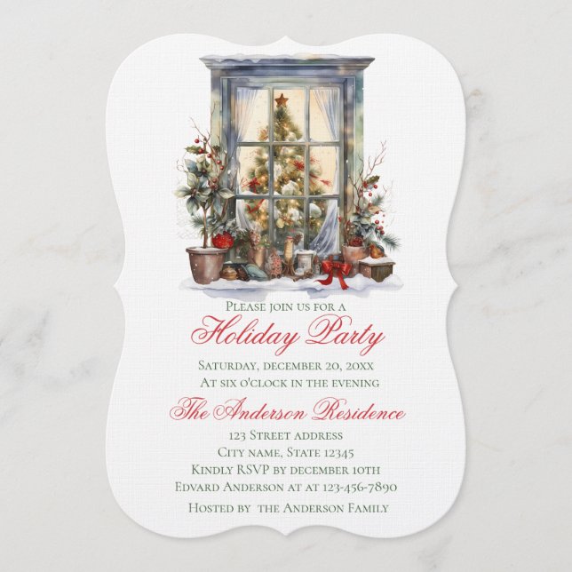 Convites Elegant Christmas Holiday Invitation Window (Frente)