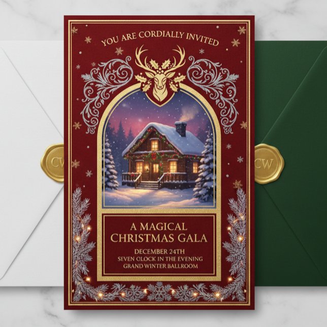 Convites Elegant Christmas Invitation | Holiday Party Card  (Criador carregado)
