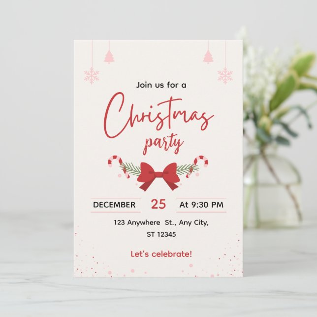 Convites Elegant Christmas Party Invitation (Em pé/Frente)