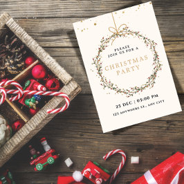 Convites Elegant Christmas Party Invitation with Wreath 