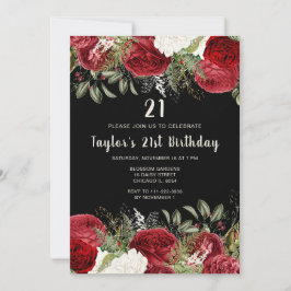 Convites Elegant Christmas Red Flowers Birthday Party