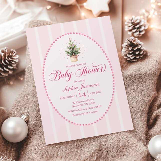 Convites Elegant Christmas Tree Baby Shower Invitation (Criador carregado)
