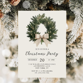 Convites Elegant Christmas Wreath Party Invitation