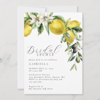 Convites Elegant Citrus Lemon Bridal Shower