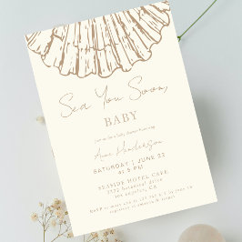 Convites Elegant Clam Shell Sea You Soon Baby Shower