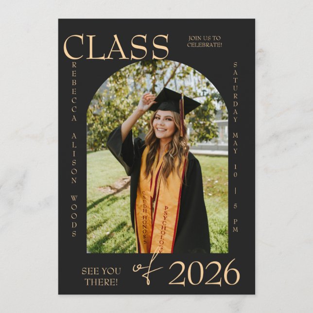 Convites Elegant Class of 2026 Graduation Invite (Frente)