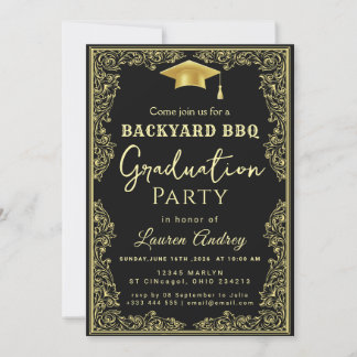 Convites Elegant Class of 2027 Grad Party Invite with Gold 