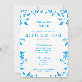 Convites elegant classic blue floral rehearsal Invitation