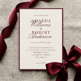 Convites Elegant Classic Burgundy Old Money Wedding