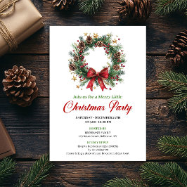 Convites Elegant Classic Christmas Wreath Party Card
