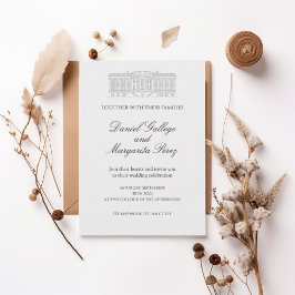 Convites Elegant Classic Estate Illustration Wedding Invita
