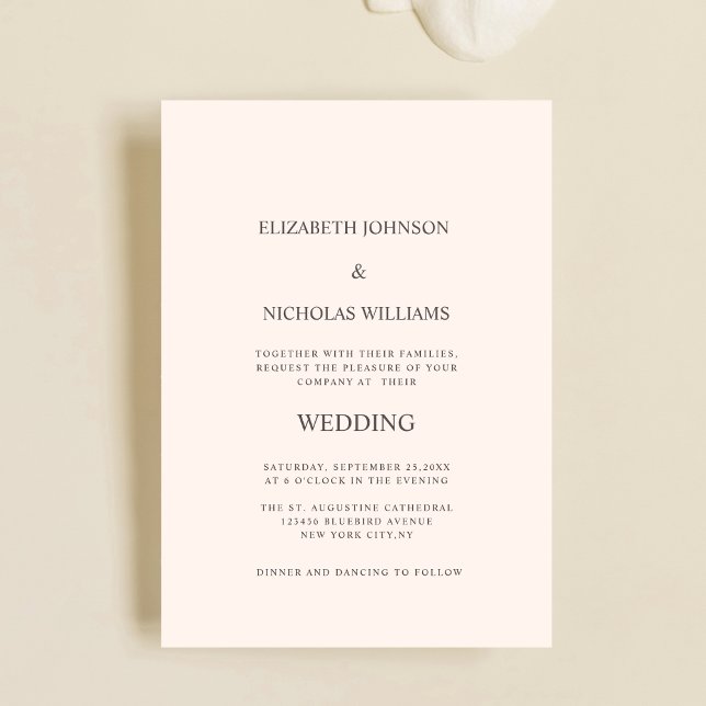 Convites elegant classic minimalist wedding invitation (Criador carregado)