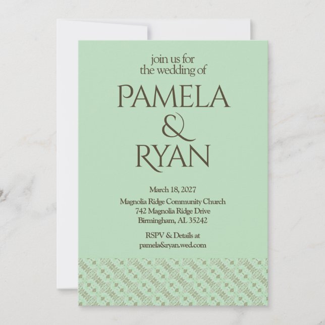 Convites Elegant Classic Mint Wedding Invitation (Frente)
