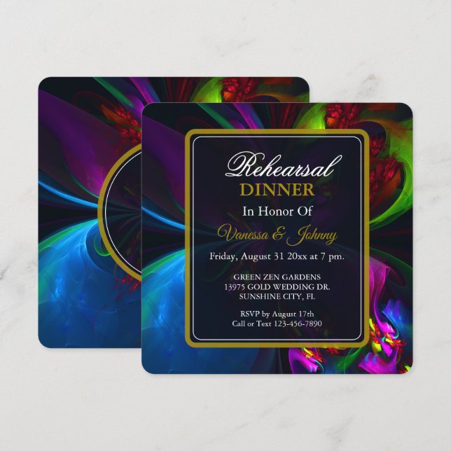 Convites Elegant Classic Modern Floral Pattern #902 Wedding (Frente/Verso)