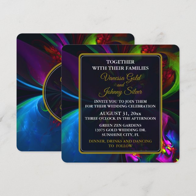 Convites Elegant Classic Modern Floral Pattern #902 Wedding (Frente/Verso)