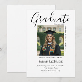 Convites Elegant Classic One Photo Graduation Invitation