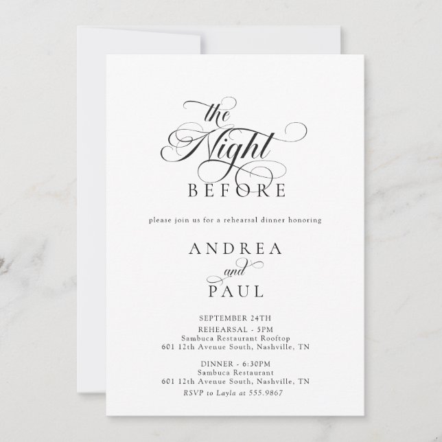 Convites Elegant Classic Wedding Rehearsal Dinner (Frente)