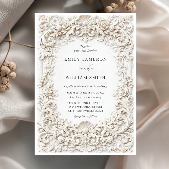 Convites Elegant Classy Baroque Frame Wedding (Criador carregado)